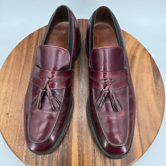 Allen Edmonds Biscayne Loafers Men\'s 11 D Burgundy Leather Tassel Dress Shoes main image 7